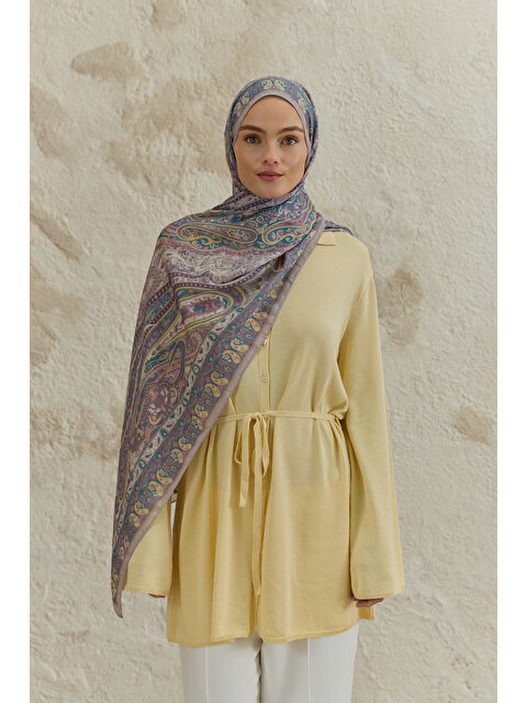 QEF Cupra Prive Desenli Şal Saga Soft Mor - S000522562-20042