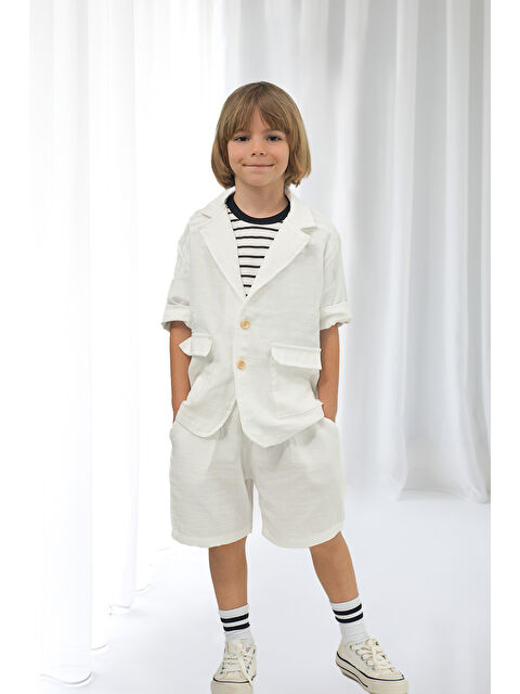 Catz Kids Beyaz Müslin Ceket Şort Takım - S000380296-20063
