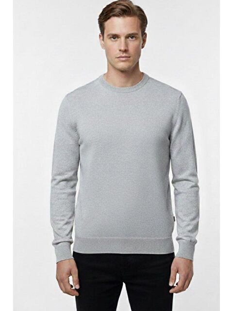 Sabri Özel Gri Regular Fit Pamuklu Bisiklet Yaka Erkek Triko Kazak - S000523514-20600