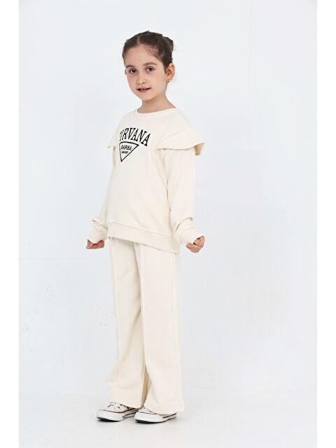 Modanino Kız Çocuk Omuz Vatka Detaylı 3 İplik Eşofman Takımı 4-8 Yaş 12560 - S000531639-20063