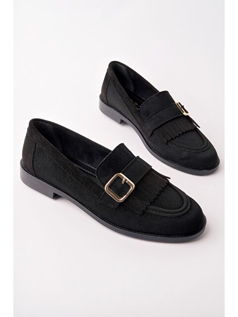 Muggo TUFT Gold Tokalı Püsküllü Süet Kadın Günlük Loafer Ayakkabı - S000531171-19351