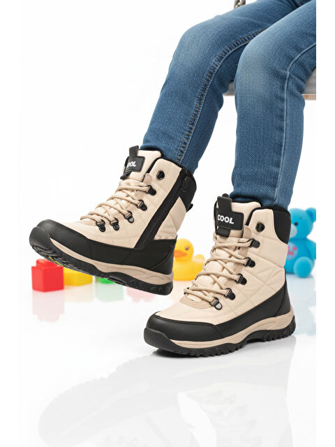 Ayakmod Bej Polarlı Kaymaz Taban Soğuğa Dirençli Unisex Çocuk Bot Felix F - S000492460-19928