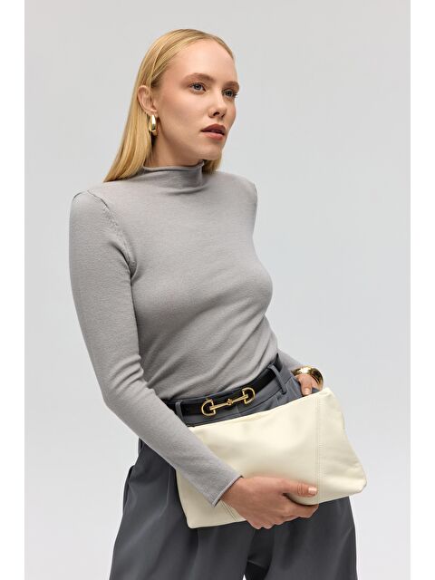 Mai Collection Serina Balıkçı Yaka Gri İnce Triko - S000511580-20600