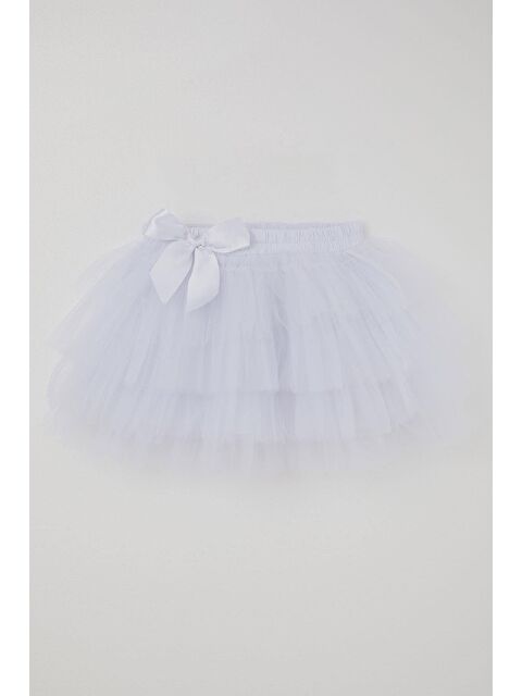 Breeze Kız Çocuk Tütü Etek Tül Detaylı Katlı Fiyonk Aksesuarlı Beyaz (4-8 Yaş) - S000493739-20063