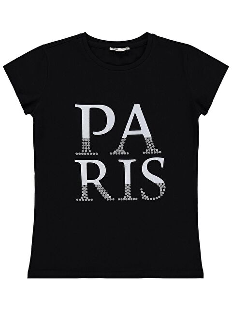 Civil Girls Paris Baskılı 10-13 Yaş Tişört - Siyah