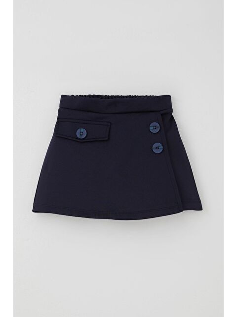 Breeze Kız Çocuk Şort Etek Cep Kapağı Detaylı Düğme Aksesuarlı Lacivert (6-12 Yaş) - S000493785-21164