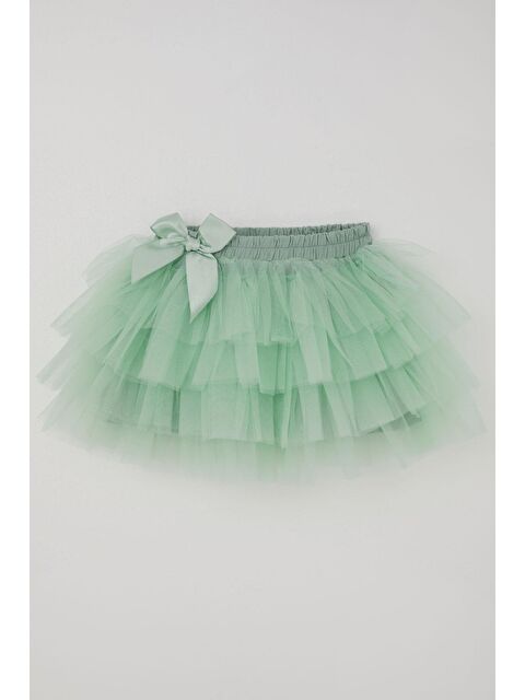 Breeze Kız Çocuk Tütü Etek Tül Detaylı Katlı Fiyonk Aksesuarlı Su Yeşili (4-8 Yaş) - S000493739-20054