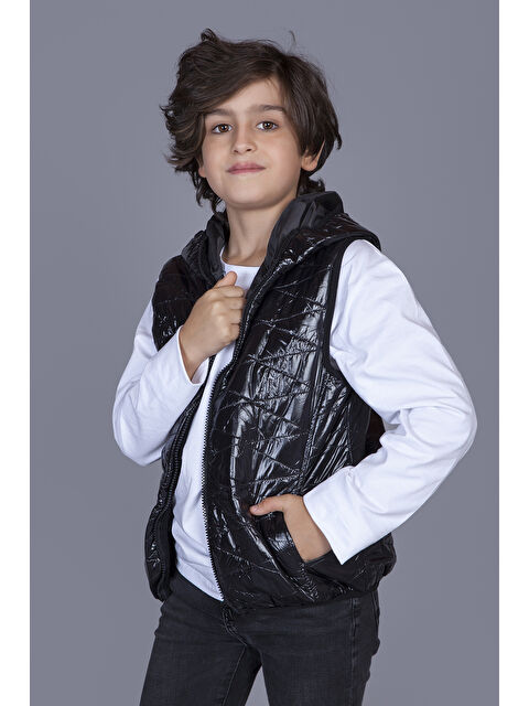 Toontoykids Erkek Çocuk Kapüşonlu Parlak Yelek