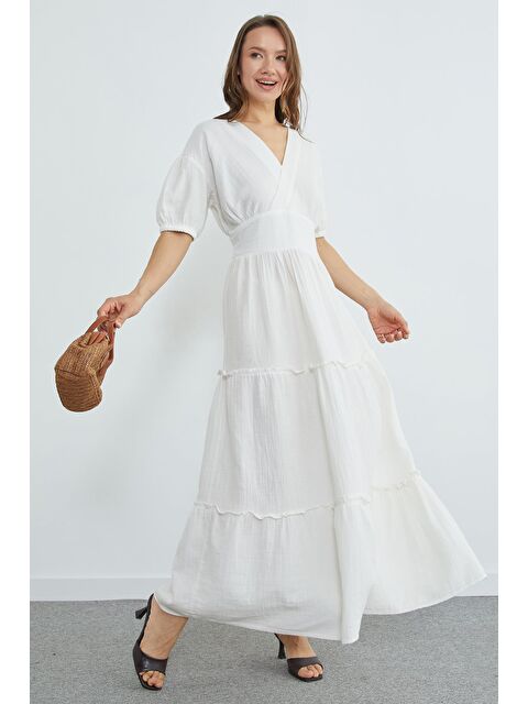 Fullamoda Beli Gipeli Müslin Kumaş Maxi Boy Elbise - S000529221-20063