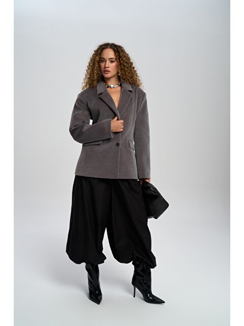 Mai Collection Kaela Bel Oturmalı Gri Blazer - S000511798-20600