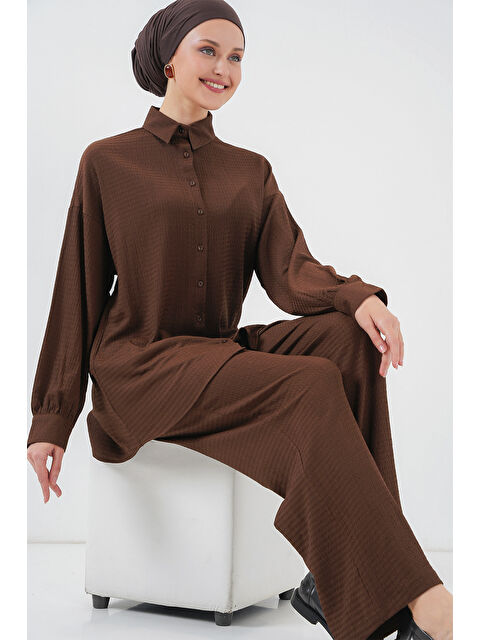 Bigdart Kadın Örme Tesettür Alt Üst Takım 6711 - Kahverengi - S000374911-19413