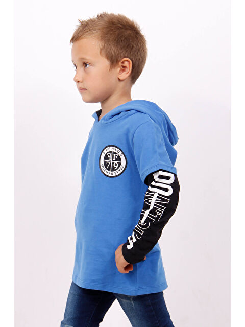 Toontoykids Erkek Çocuk Kapüşonlu Kolları Baskılı Sweatshirt - S000417509-23710