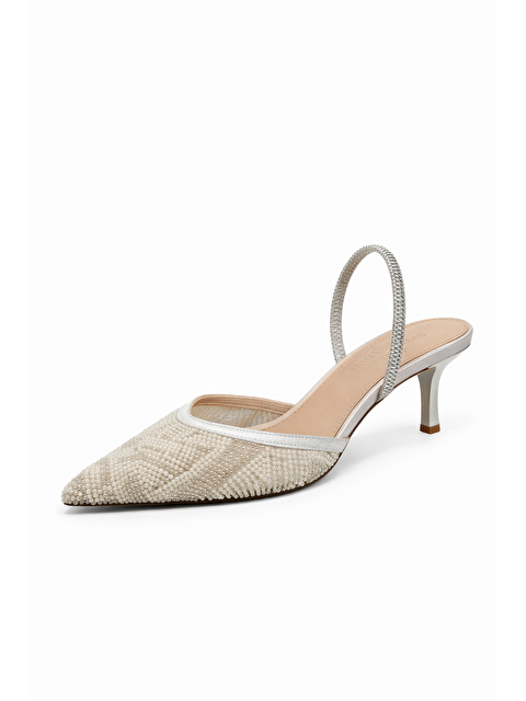 Straswans Marsha Kadın Taş Detay Topuklu Ayakkabı Gümüş