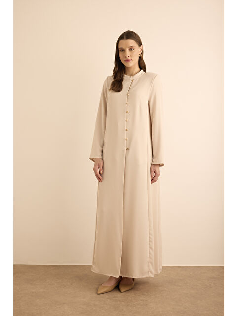 AKER Taş Brit Düğme Detaylı Ferace