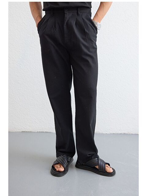 Livio Ferri Boso Erkek Çift Pileli Keten Baggy Pantolon