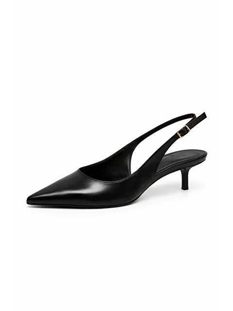 Straswans Marcela  Kadın Topuklu Kırışık Deri Ayakkabı Siyah
