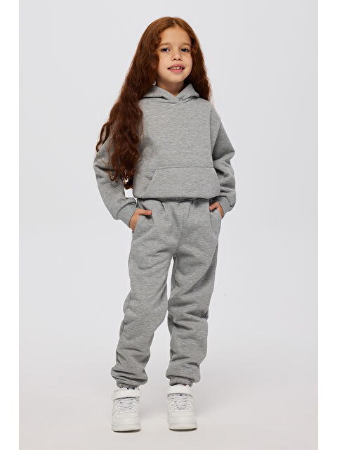 Panço Kız Çocuk Simli Gri Eşofman Altı - S000510486-20600