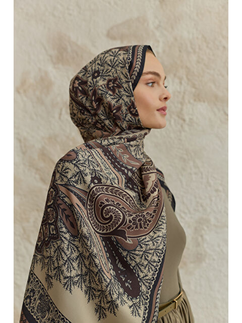 QEF Cupra Prive Desenli Şal Blossom Vizon - S000522562-26429