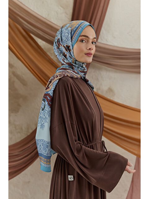 QEF Cupra Prive Desenli Şal Blossom Turkuaz - S000522562-20055