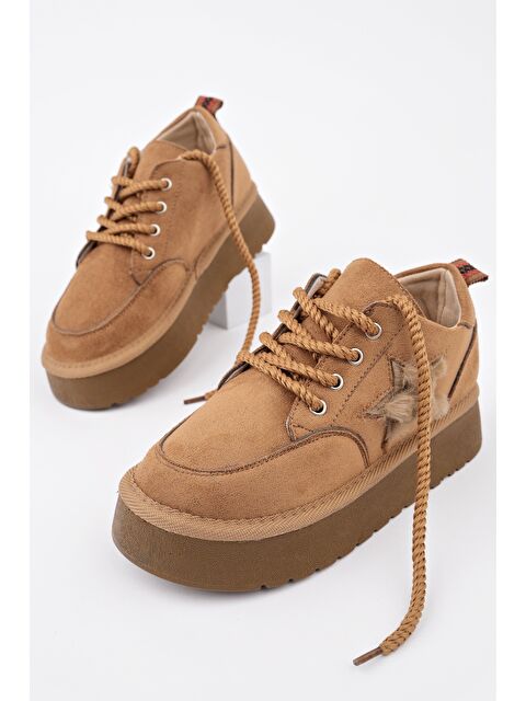 Muggo TRUNKS Kalın Taban Bağcıklı Yıldız Detaylı Çocuk Kışlık Sneaker Spor Ayakkabı - S000442803-14955