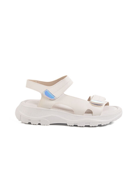 Ayakmod Beyaz Cırtlı Hafif Kadın Sandalet T-006 Z - S000388224-20063