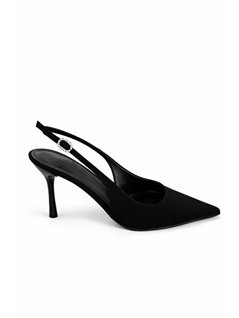 Straswans Elsa Kadın Topuklu Kumaş Ayakkabı Siyah