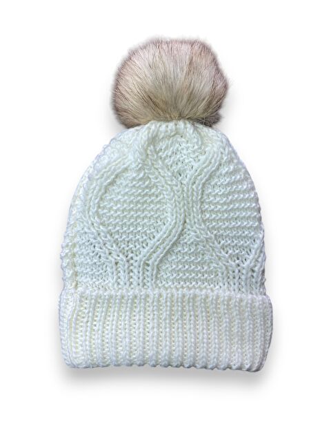 Formo Kadın Ekru Pelüş Ponponlu Kışlık Yumuşak Bere - S000324993-19965