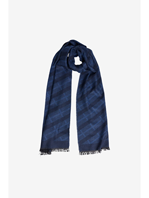 Altınyıldız Classics Erkek Lacivert-Mavi Desenli Yumuşak Dokulu Atkı - S000463592-37350