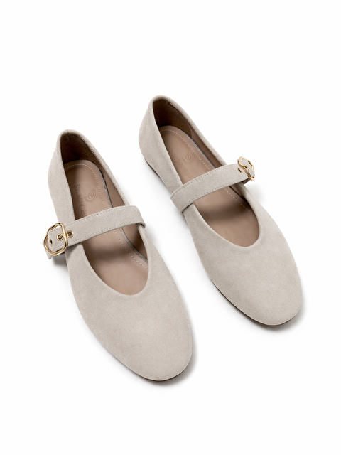 Straswans Bella Kadın Kemer Detay Süet Babet Bej