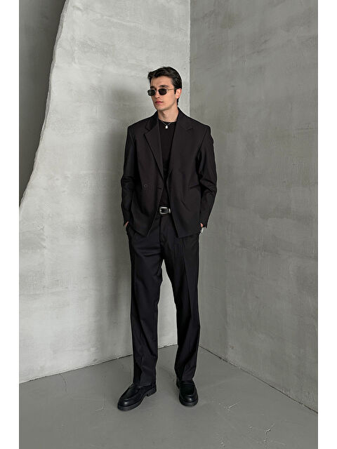 HYMAN Erkek Tek Düğmeli Oversize Takım Elbise - S000515518-19351