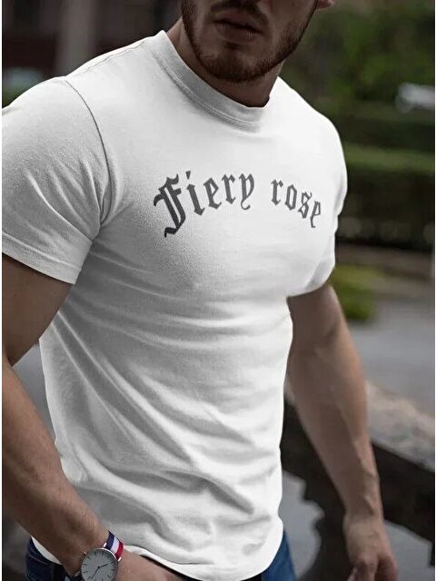 Jane's Erkek Bisiklet Yaka Baskılı Oversize T-Shirt - Beyaz