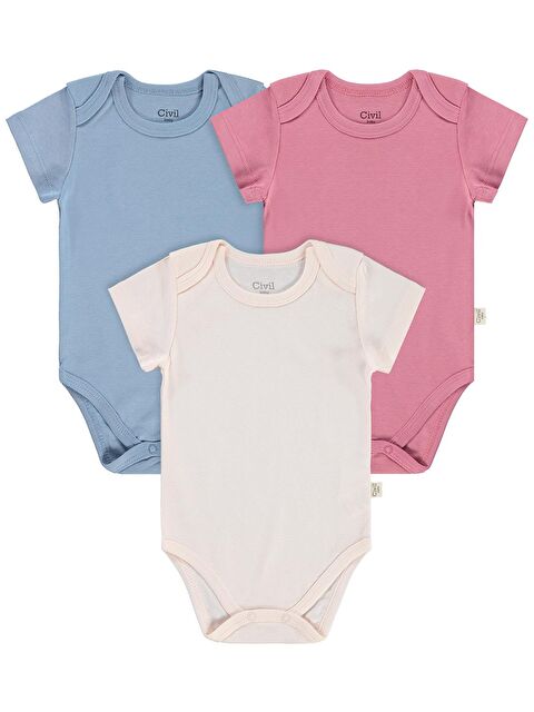Civil Baby Basıc 3 Lü 0-36 Ay Çıtçıtlı Badi - Pudra 1-3 Ay - S000494681-7152