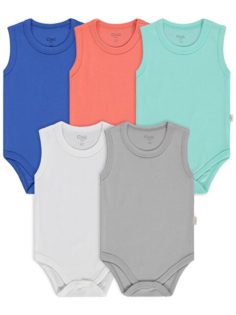 Civil Baby Basıc 5 Li 0-36 Ay Çıtçıtlı Badi - Kırmızı 1-3 Ay - S000494682-19963