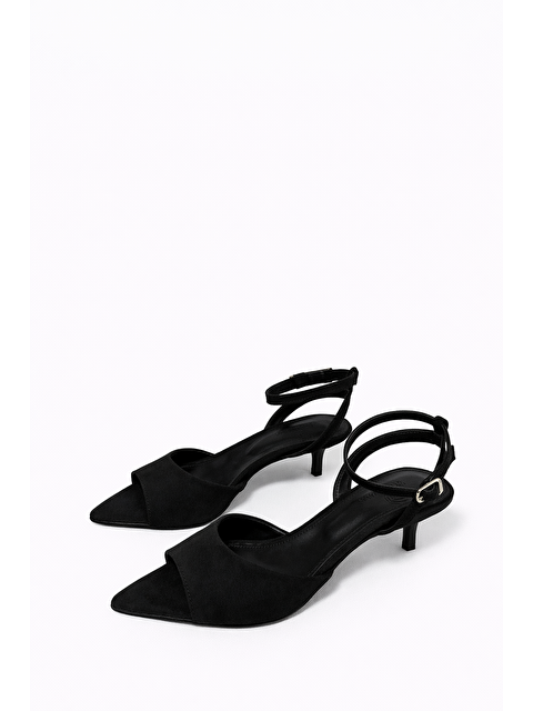 Straswans Noah Kadın Topuklu  Süet  Sandalet Siyah