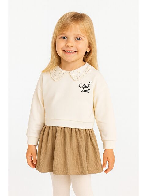 Chicsy Baby Kız Çocuk Trend Tasarım Yakalı Premium Sweatshirt Elbise