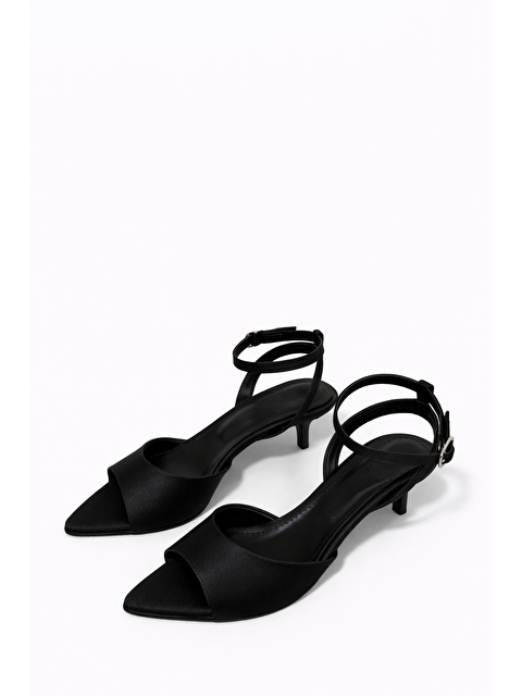 Straswans Noah Kadın Topuklu  Saten Sandalet Siyah