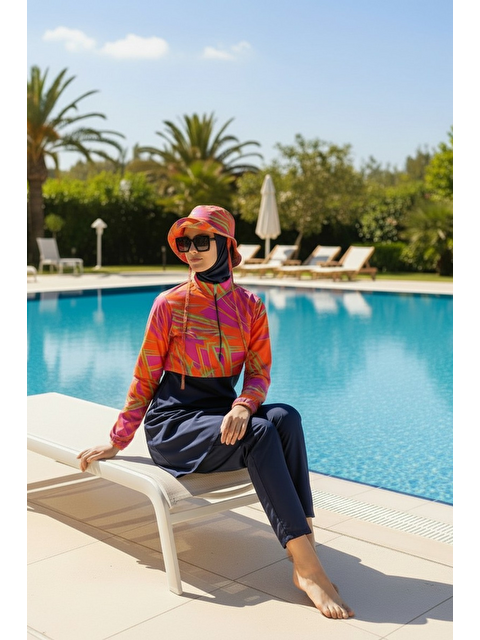 SEBOTEKS Hızlı Kuruyan Paraşüt Kumaş 5 Parça Tam Kapalı Tesettür Mayo 25342