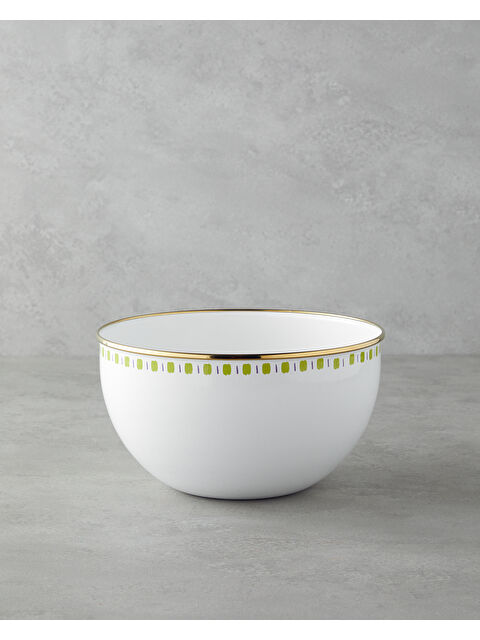 English Home Summer Line Emaye Karıştırma Kabı 4 Lt Beyaz - Yeşil - S000499018-37251