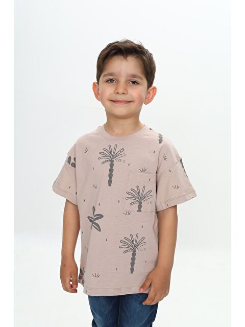 Toontoykids Erkek Çocuk Göğsü Cepli Palmiye Baskılı Tişört - S000375971-19928