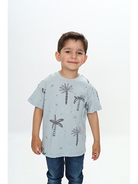 Toontoykids Erkek Çocuk Göğsü Cepli Palmiye Baskılı Tişört - S000375971-526