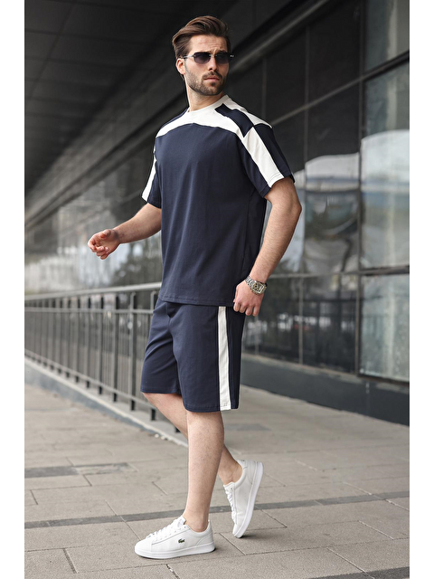 Madmext Lacivert Erkek Şort T-Shirt Takımı E7346