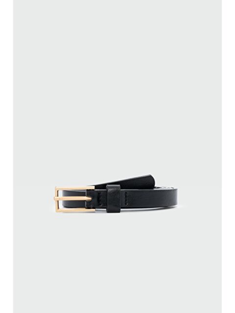 Shulebags Dikdörtgen İnce Suni Deri Kemer Siyah - S000440914-19351