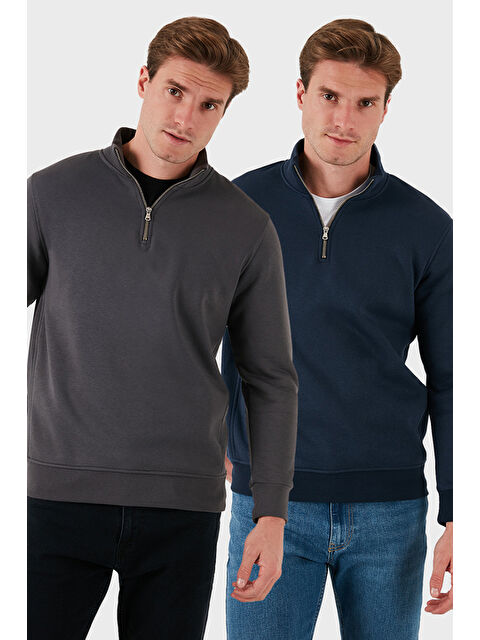 Buratti Pamuklu Regular Fit Dik Yaka 2'li Paket Sweat 59052592S2 - S000436827-37189