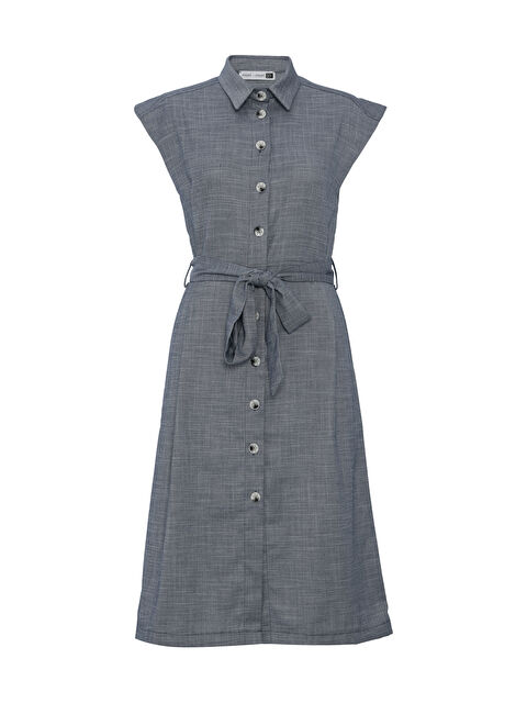 Muni Muni Kemerli Boydan Düğmeli Elbise