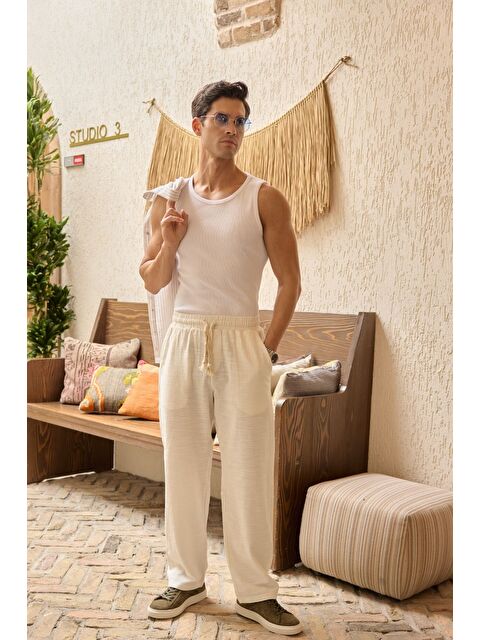 Livio Ferri Abay Erkek Keten İpli Baggy Pantolon