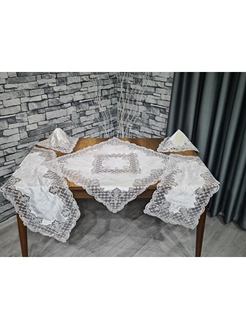 Çeyiz Diyarı Kadife Advance Salon Takımı 5 Parça Krem - S000499033-19966