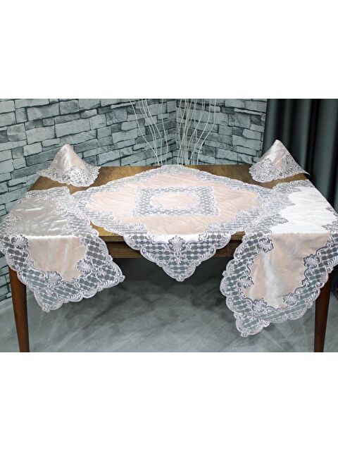 Çeyiz Diyarı Kadife Advance Salon Takımı 5 Parça Pudra - S000499037-7152