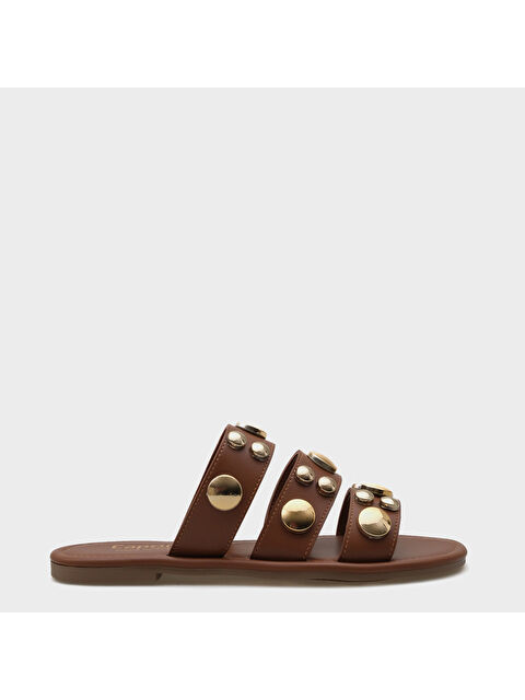 Capone Outfitters Kate Bantlı Metal Aksesuarlı Düz Topuklu Yuvarlak Burunlu Kadın Terlik - S000513339-14955