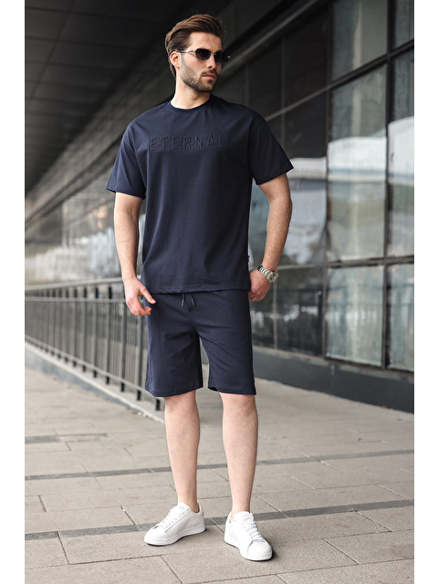 Madmext Lacivert Erkek Şort T-Shirt Takım E7347