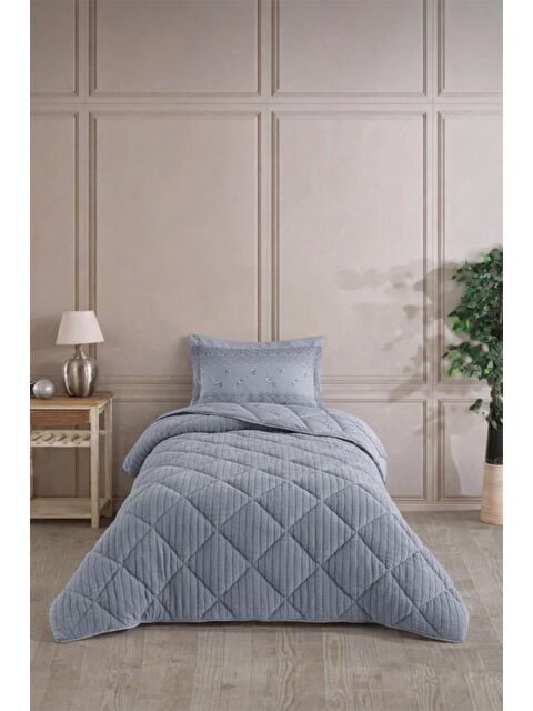 Çeyiz Diyarı Wellsoft Jakarlı Uyku Seti 3 Parça Tek Kişilik Gri - S000499044-20600